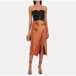 Intermix Maxine Ruched Silk Midi Skirt 4